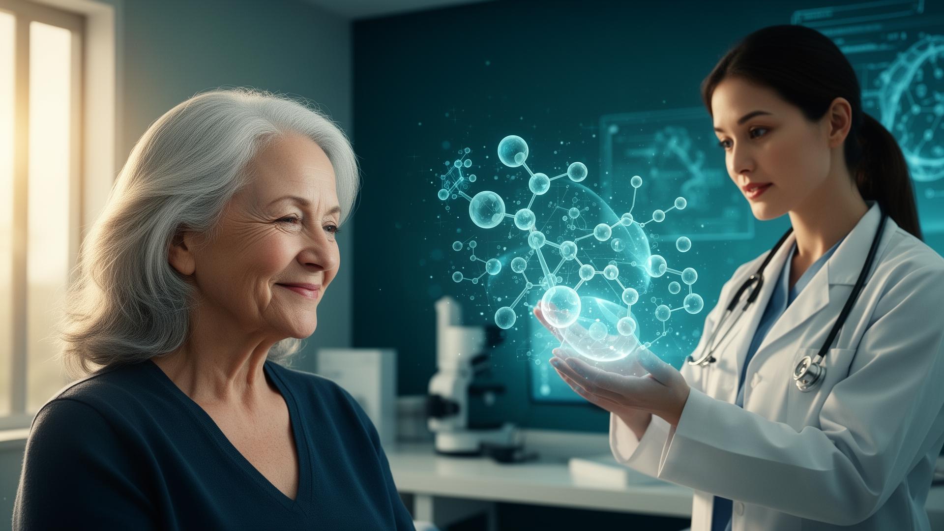 Patient with clinician viewing molecular health data