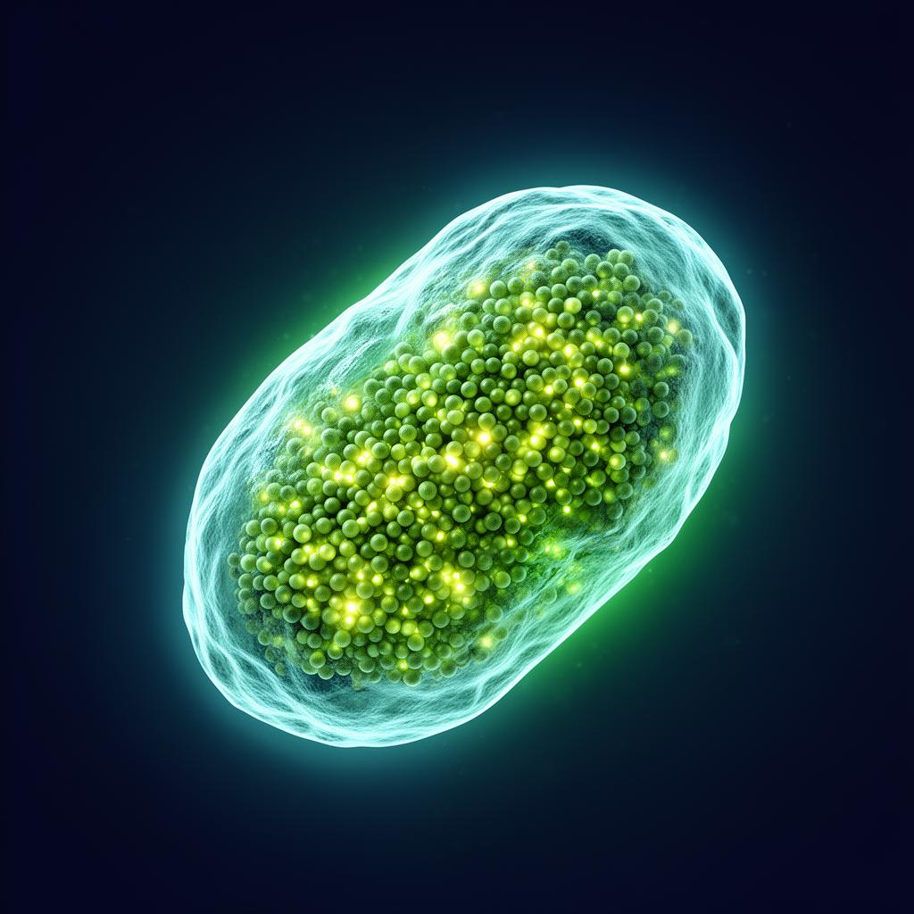 Healthy pancreatic beta cell densely packed with insulin granules